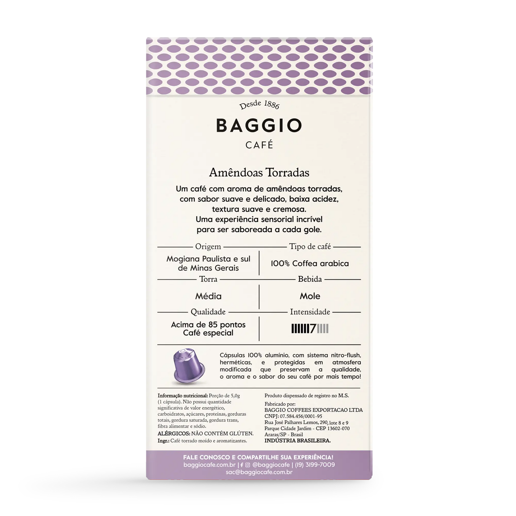 Baggio Aromas Amêndoas Torradas - 10 Cápsulas p/ Nespresso*