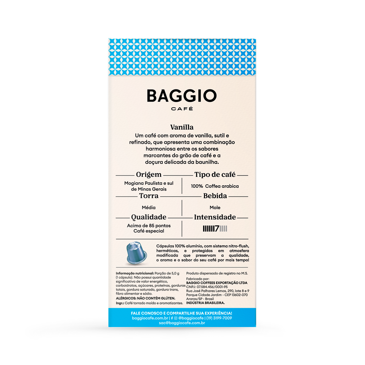 Baggio Aromas Vanilla - 10 Cápsulas p/ Nespresso*