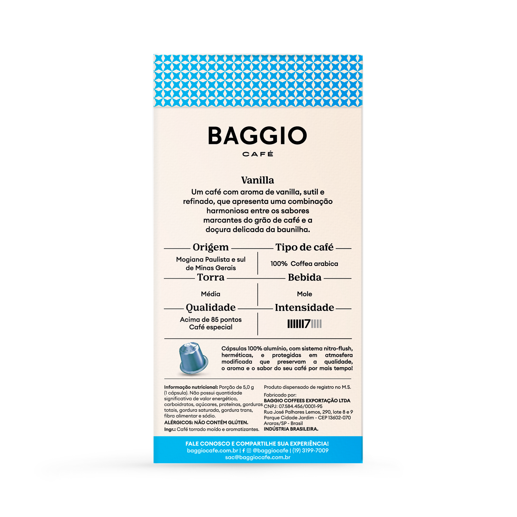 Baggio Aromas Vanilla - 10 Cápsulas p/ Nespresso*