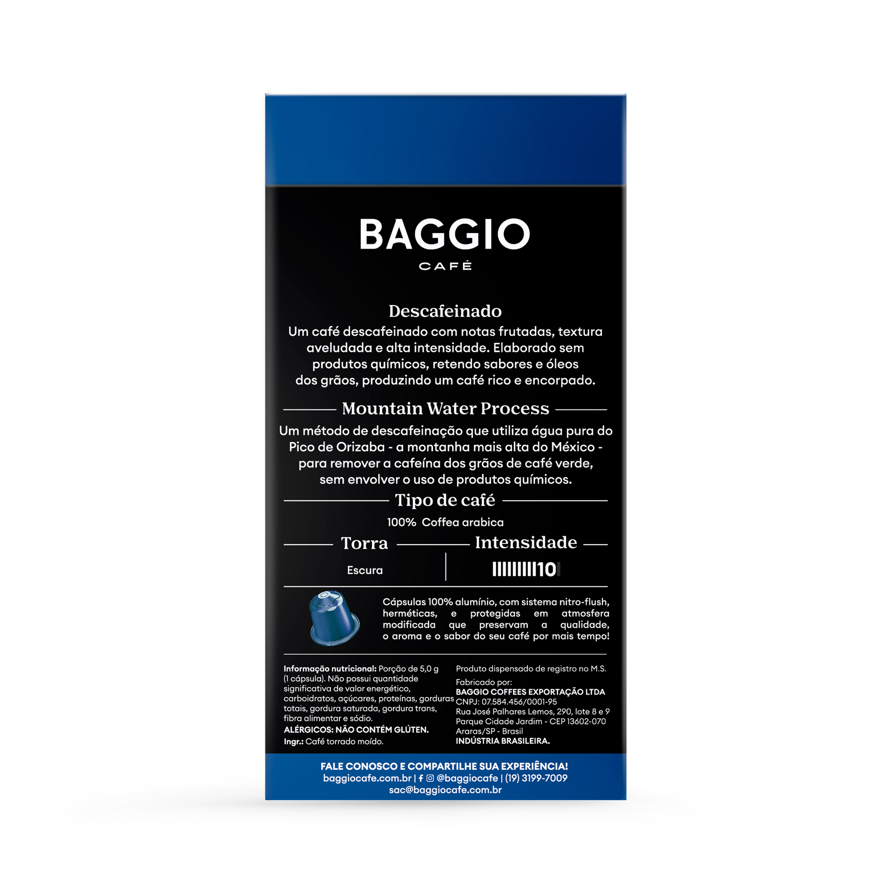 Baggio Descafeinado - 10 Cápsulas p/ Nespresso*