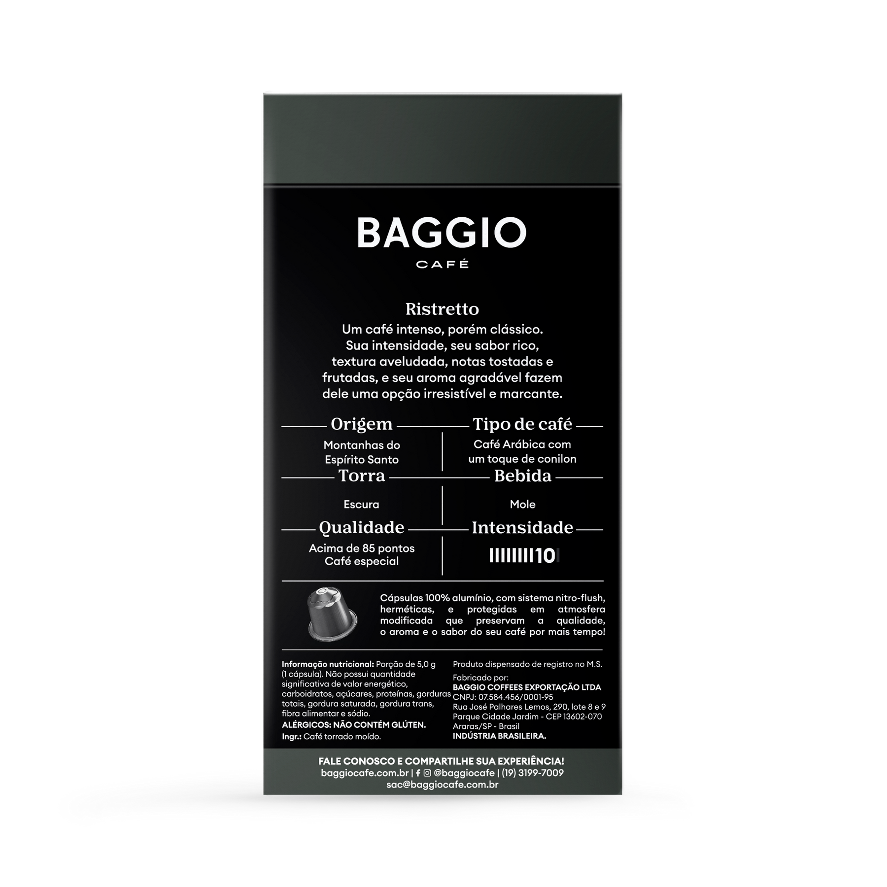 Baggio Ristretto - 10 Cápsulas p/ Nespresso*